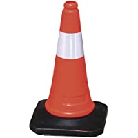 Cono naranja de señalizacion para tráfico o obras. Base de caucho y cuerpo plástico 50 cm. Reflectante (1- Cono)
